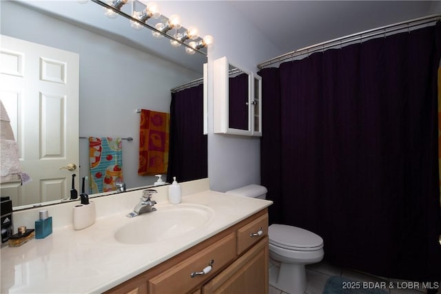 2174 State Road V, Linn Creek, MO 65052 - bathroom featuring vanity, tile patterned floors, and curtained shower