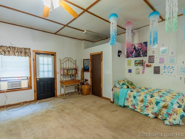 1727 Bollinger Creek Rd, Climax Springs, MO 65324 - bedroom featuring cooling unit, carpet, and a ceiling fan