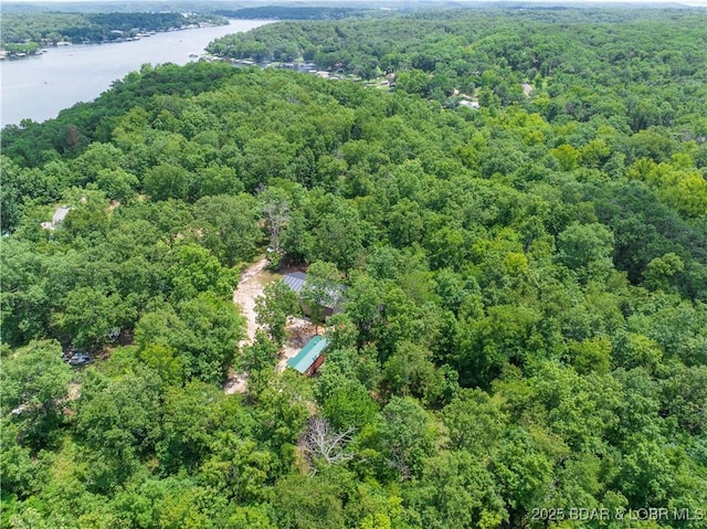 30424 Violet Rd, Gravois Mills, MO 65037 - aerial overview of property's location with a heavily wooded area and a nearby body of water