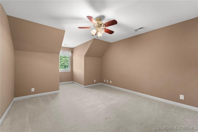 22 Hand Ln, Eldon, MO 65026 - additional living space with light colored carpet, a ceiling fan, and vaulted ceiling