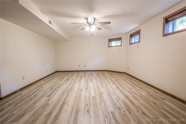 170 Twin Oaks Dr, Lake Ozark, MO 65049 - unfurnished room with light wood-style flooring, a textured ceiling, and a ceiling fan