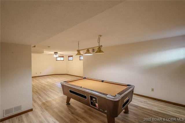 170 Twin Oaks Dr, Lake Ozark, MO 65049 - game room with pool table, light wood-type flooring, and ceiling fan
