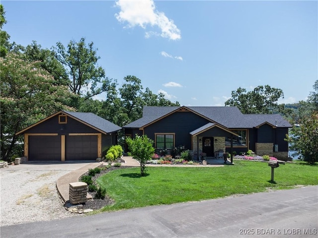 92 Arrowhead Beach Rd, Lake Ozark, MO 65049 - craftsman-style house with driveway and a front lawn
