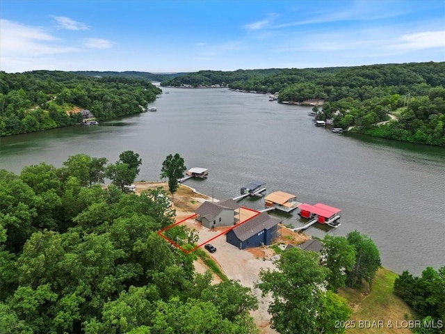 30586 Rapids Holw, Stover, MO 65037 - aerial overview of property's location with a large body of water and property parcel outlined