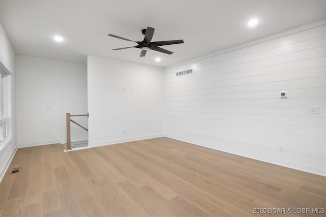 30586 Rapids Holw, Stover, MO 65037 - empty room featuring light wood-style flooring, a ceiling fan, and recessed lighting