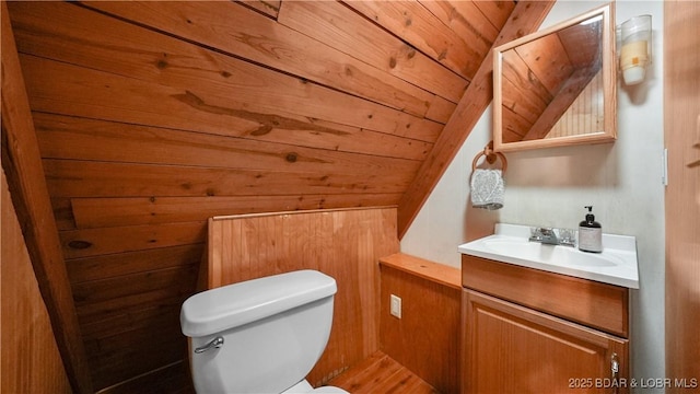 27086 Comanche Cv, Rocky Mount, MO 65072 - half bath with vanity, lofted ceiling, and wood ceiling