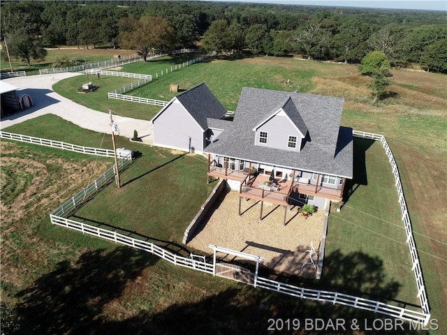 drone / aerial view with a rural view