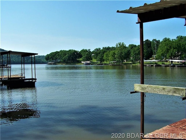 view of dock featuring a water view