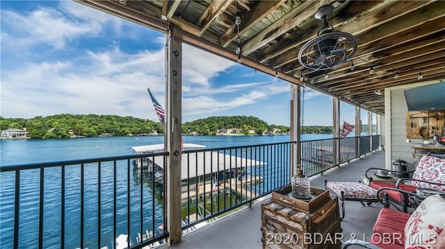 balcony with a water view