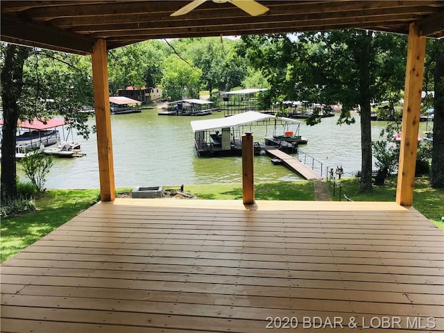 dock area featuring a water view