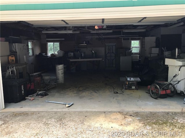 garage with a garage door opener