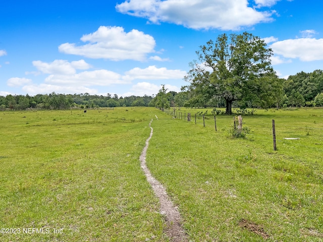 view of yard with a rural view