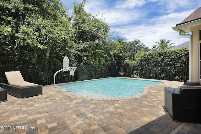 view of pool featuring a patio