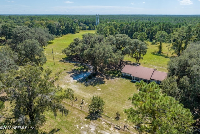 birds eye view of property featuring a rural view