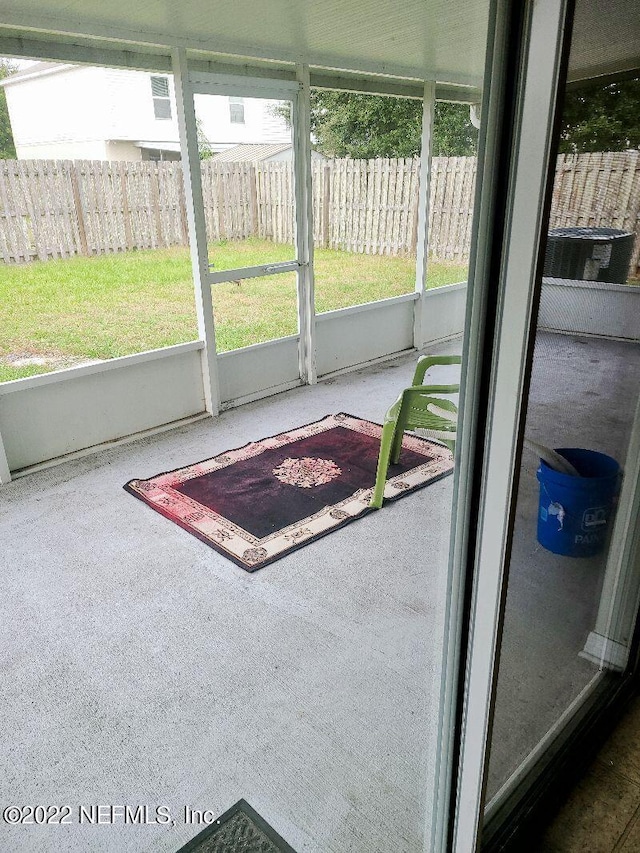 view of unfurnished sunroom