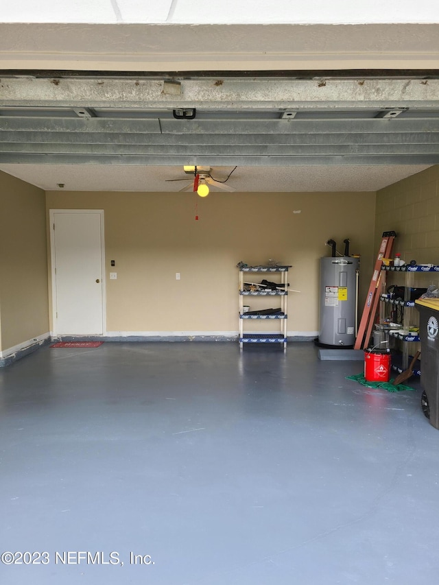 garage featuring electric water heater