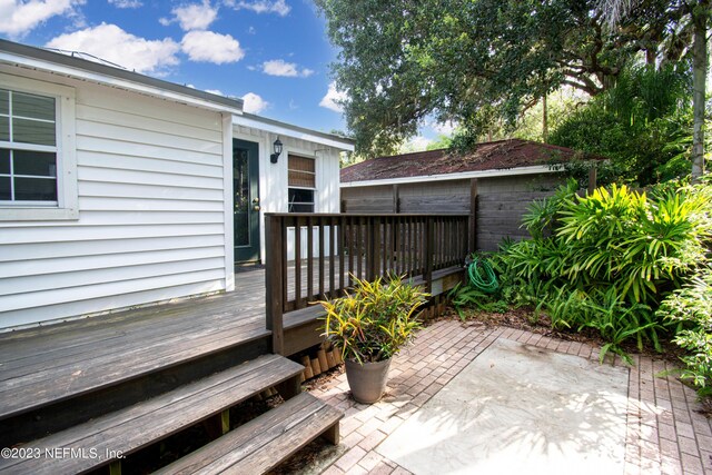 view of patio featuring a wooden deck