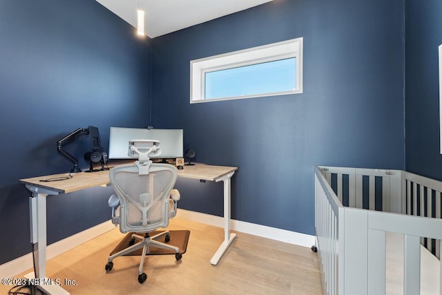 office space featuring light wood-type flooring