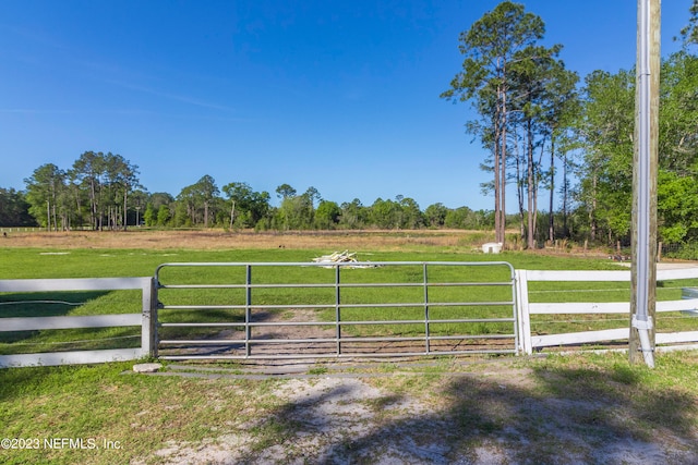 view of yard with a rural view