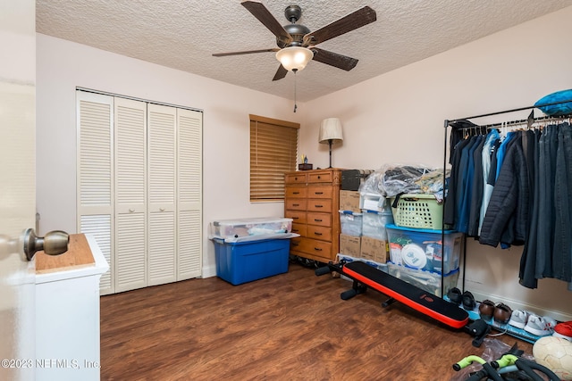 interior space featuring dark hardwood / wood-style flooring and ceiling fan