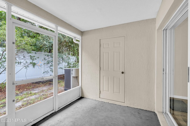 view of unfurnished sunroom