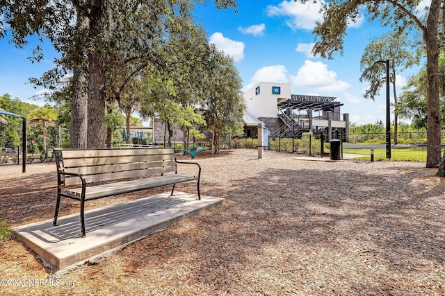 view of property's community with a pergola