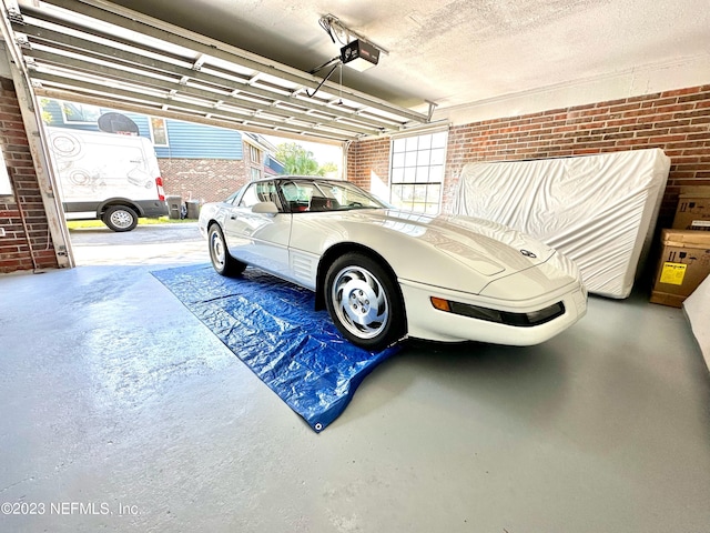 garage with a garage door opener