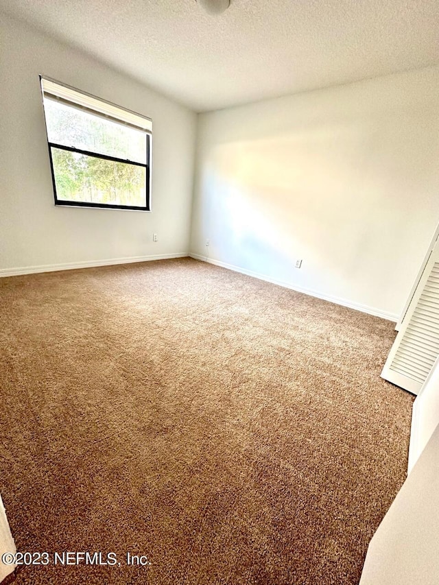 empty room featuring carpet flooring and a textured ceiling