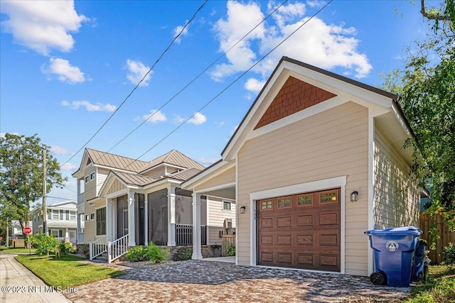 front facade with a garage