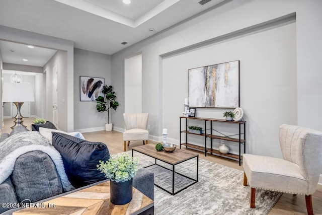 living room with light wood-type flooring