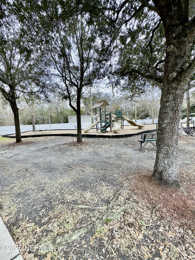 view of yard featuring a playground