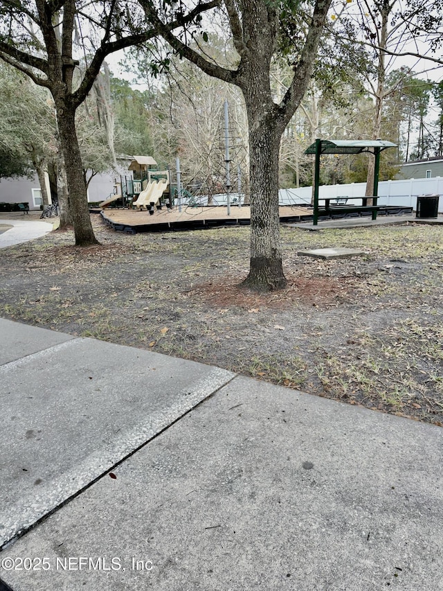 view of yard with a playground