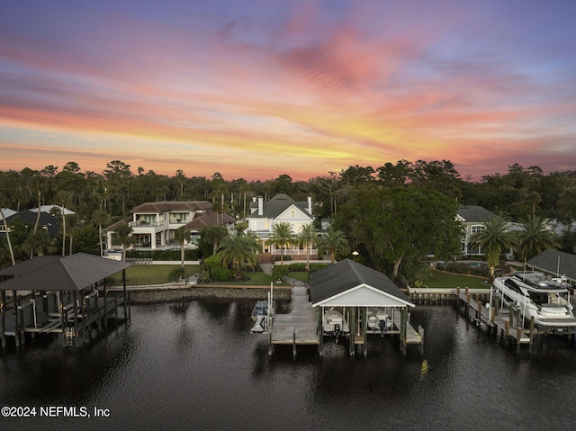 exterior space featuring a water view