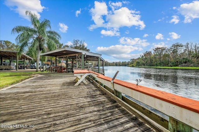 view of dock featuring a water view