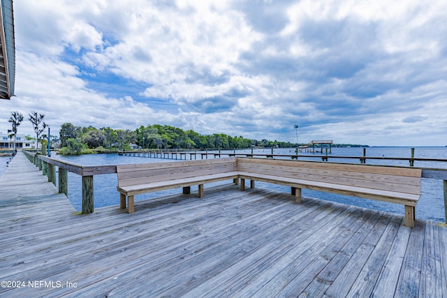 dock area featuring a water view