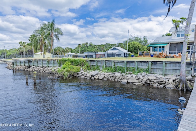 dock area featuring a water view