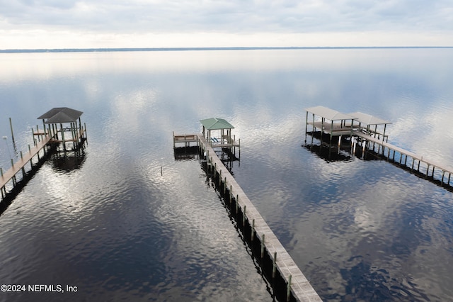 view of dock featuring a water view