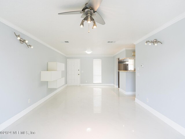 1530 El Prado Rd Unit 5, Jacksonville, FL 32216 - empty room with crown molding and ceiling fan