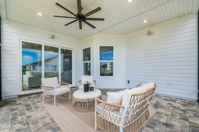 view of patio / terrace with outdoor lounge area and ceiling fan