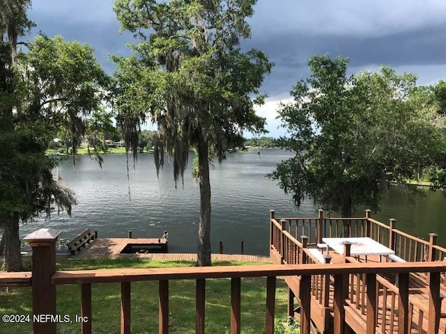 view of dock featuring a water view