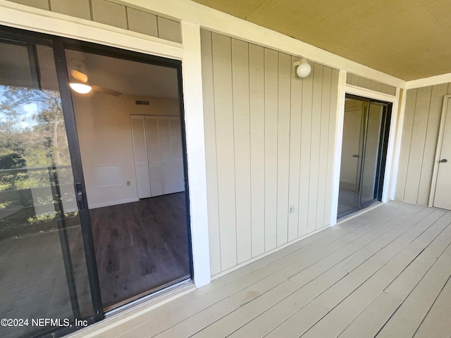 entrance to property with a balcony