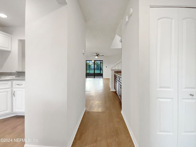 hall featuring light hardwood / wood-style flooring