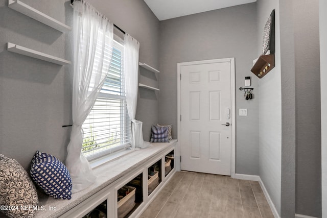 mudroom featuring light hardwood / wood-style flooring