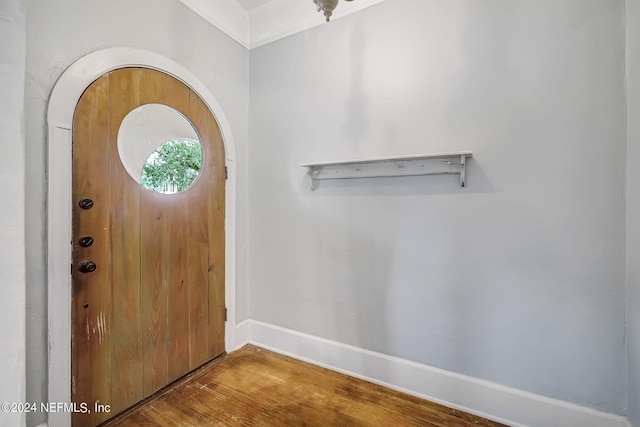 foyer with dark wood-type flooring