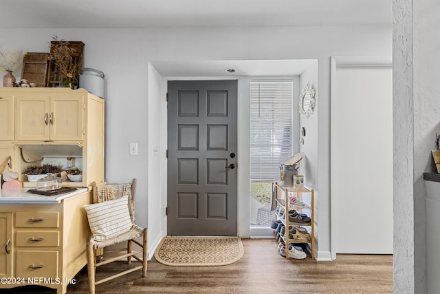 entrance foyer with light wood-type flooring