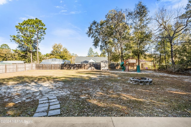 view of yard featuring a playground