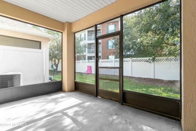 view of unfurnished sunroom