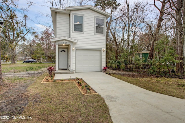 view of property featuring a garage