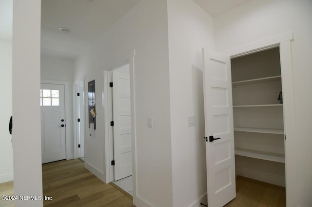 hall featuring light wood-type flooring