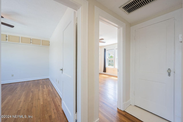 hallway featuring dark hardwood / wood-style floors